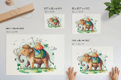 Poster mural Gato em um mamute mágico da natureza fantástica
