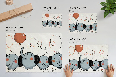 Poster Elefantes com balões, limpeza, diversão, alegria
