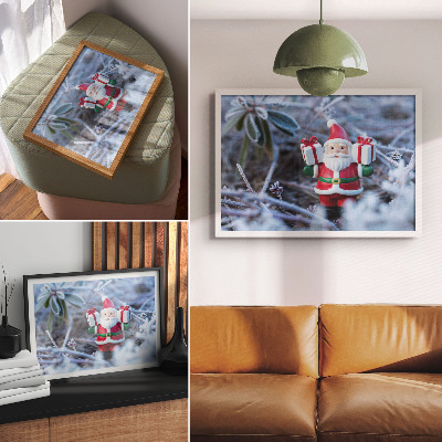 Poster mural Papai Noel com presentes em um cenário de inverno