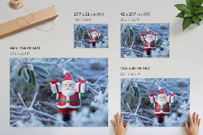 Poster mural de Papai Noel com presentes em um cenário de inverno