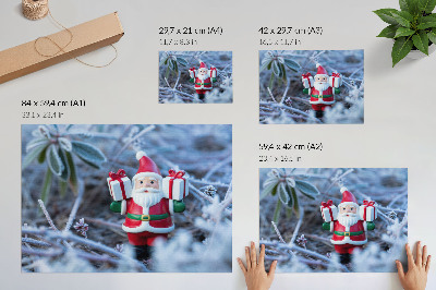 Poster mural Papai Noel com presentes em um cenário de inverno