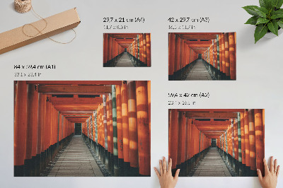 Poster para a sala profundidade simétrica das colunas do túnel laranja