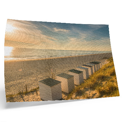 Poster mural Casas brancas com vista para o mar ao pôr do sol