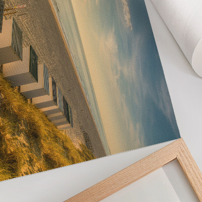 Poster mural Casas brancas com vista para o mar ao pôr do sol