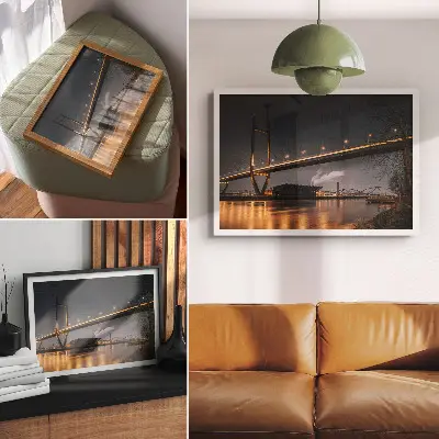 Poster mural ponte à noite com estrutura moderna e atmosfera tranquila