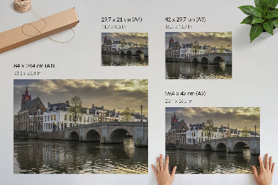 Poster mural Uma cidade encantadora à noite, iluminada por lanternas.