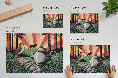 Poster Uma cena florestal dinâmica e rica em detalhes.