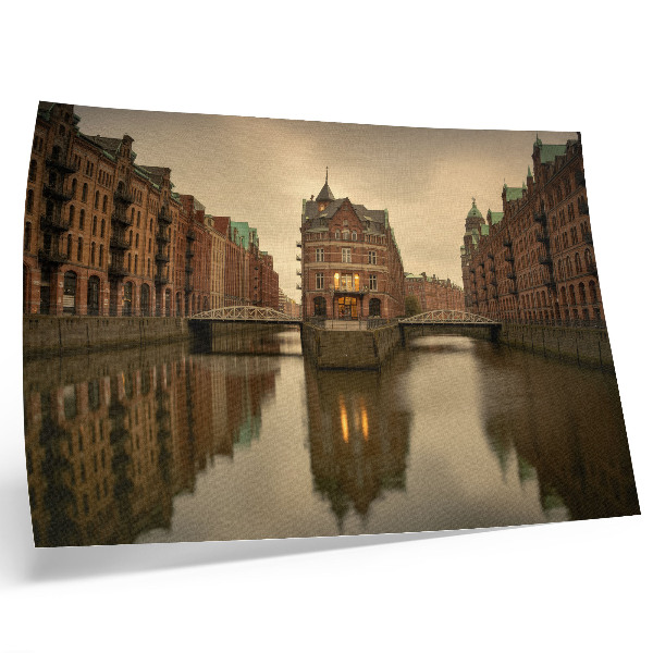 Poster em tela Edifícios históricos, canais, águas calmas, pontes