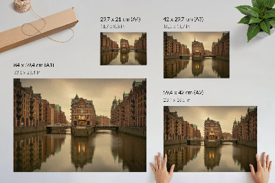 Poster em tela Edifícios históricos, canais, águas calmas, pontes