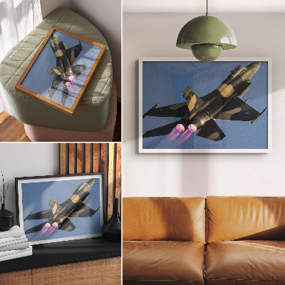 Poster mural Avião a jato, cores intensas, céu