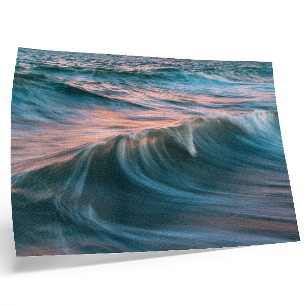 Poster mural Ondas dinâmicas de pôr do sol turquesa e azul
