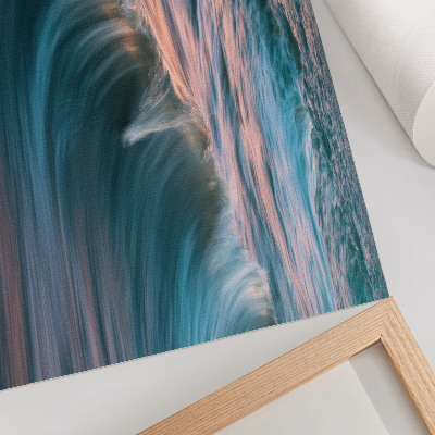 Poster mural Ondas dinâmicas de pôr do sol turquesa e azul