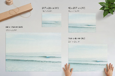 Poster ondas do oceano surfista calmo minimalista