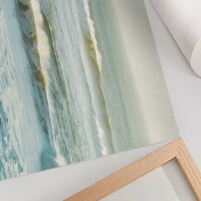 Poster em tela com temática de mar, ondas, homem e natureza na costa