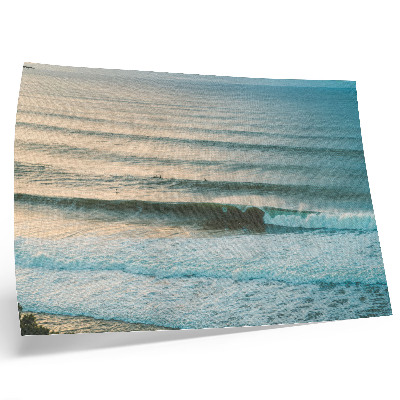 Poster Ondas do oceano, horizonte calmo, surfistas