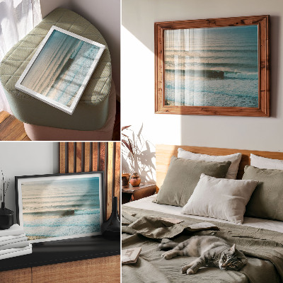 Poster Ondas do oceano, horizonte calmo, surfistas