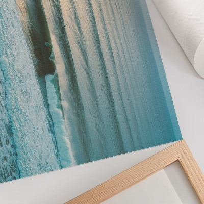 Poster Ondas do oceano, horizonte calmo, surfistas