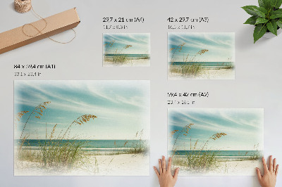 Poster para a sala Grama da praia, oceano, céu, paz