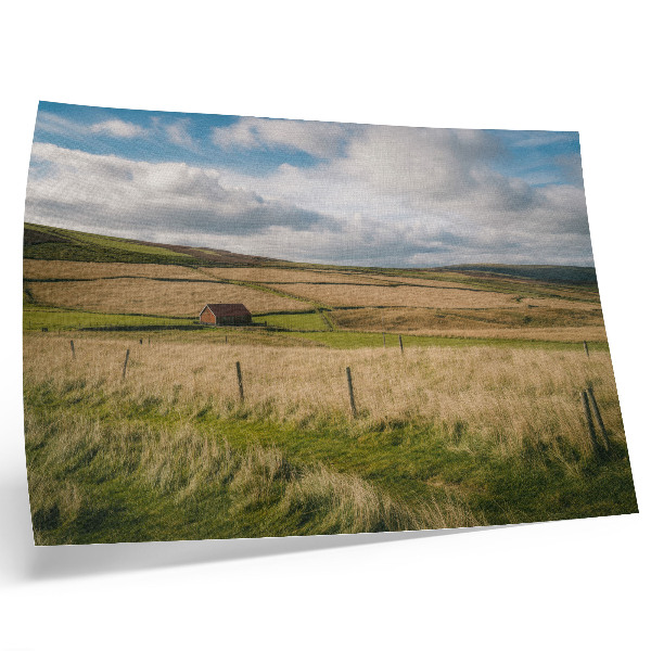 Poster em tela Paisagem pitoresca, natureza, chalé isolado