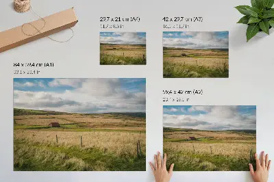 Poster em tela paisagem pitoresca com chalé isolado na natureza