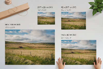 Poster em tela Paisagem pitoresca, natureza, chalé isolado