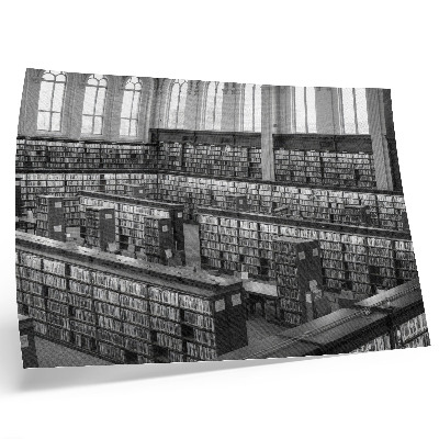 Poster Biblioteca clássica com estantes de madeira