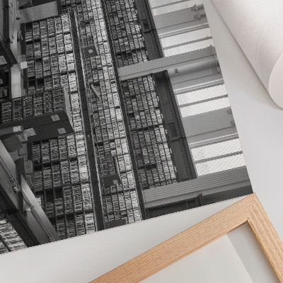 Poster Biblioteca clássica com estantes de madeira