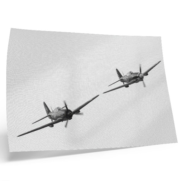 Poster para a sala Aeronaves históricas em preto e branco em dinâmica de voo