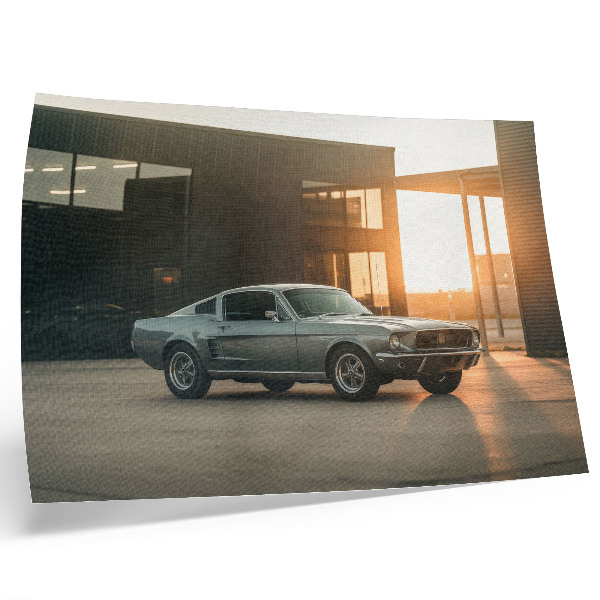 Poster em tela Um carro clássico com um cenário arquitetônico.