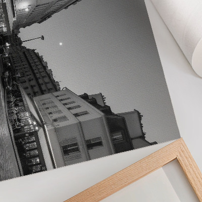 Poster para a sala Prédios em preto e branco, cafés, elegância noturna