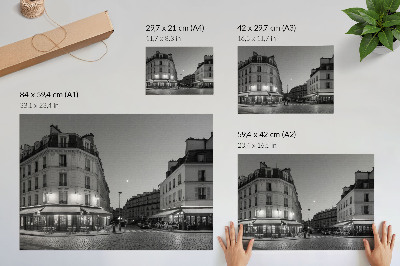 Poster para a sala Prédios em preto e branco, cafés, elegância noturna