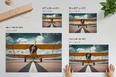 Poster para sala avião na pista com céu dinâmico