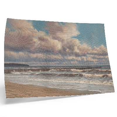 Poster em tela Mar calmo, nuvens em tons pastel, praia