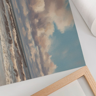 Poster em tela Mar calmo, nuvens em tons pastel, praia