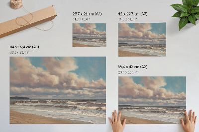 Poster em tela Mar calmo, nuvens em tons pastel, praia
