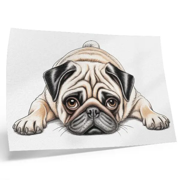 Poster para sala ilustração de cachorro com cores quentes e detalhes aconchegantes