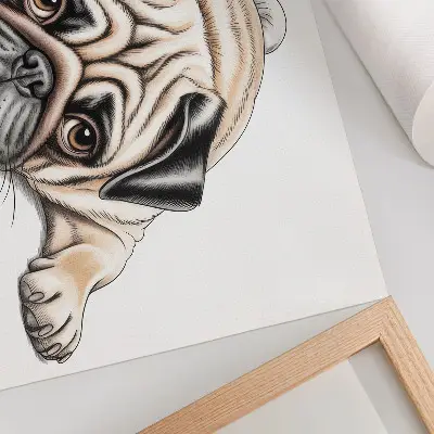 Poster para sala ilustração de cachorro com cores quentes e detalhes aconchegantes