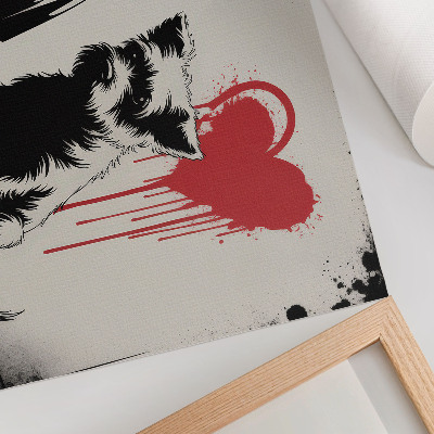 Poster menina monocromática cachorro coração