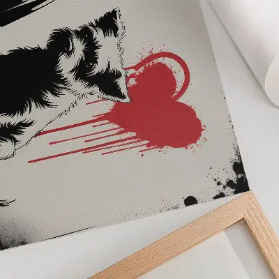 Poster menina monocromática com cachorro e coração
