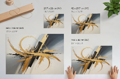Poster em tela Padrão dinâmico de linhas bege e pretas