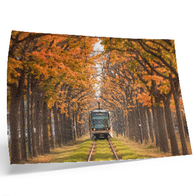 Poster para a sala Túnel de outono com um bonde no meio
