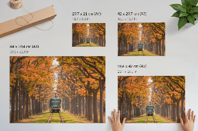 Poster para a sala Túnel de outono com um bonde no meio