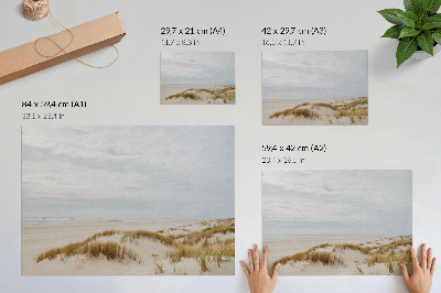 Poster mural minimalismo na praia de areia, espaço tranquilo