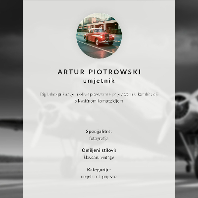 Poster Avião clássico e elegante nas cores amarelo, cinza e azul.