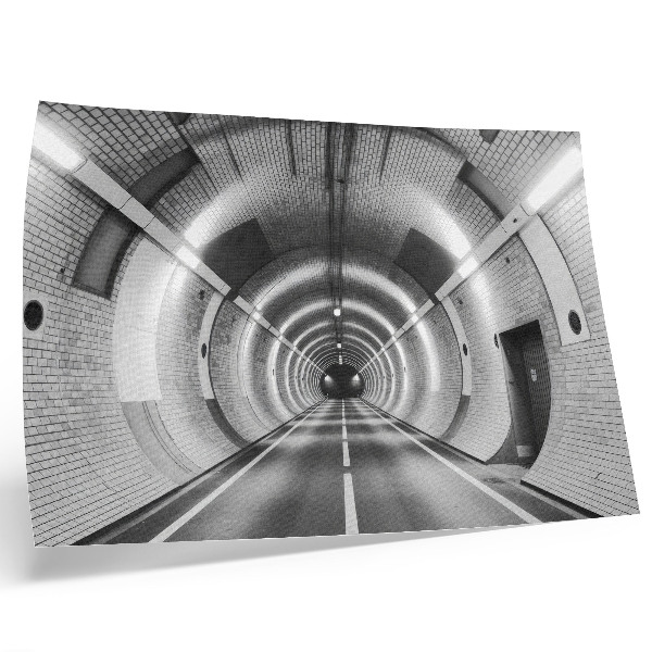 Poster mural Túnel simétrico em preto e branco com arcos
