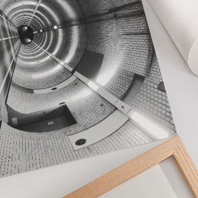 Poster mural Túnel simétrico em preto e branco com arcos
