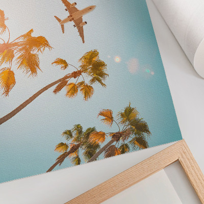 Poster para a sala Avião, palmeiras, céu azul, clima tropical