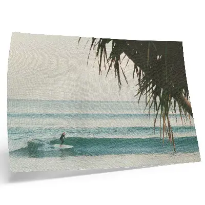 Pôster mural ondas de surfe na praia com palmeiras e natureza