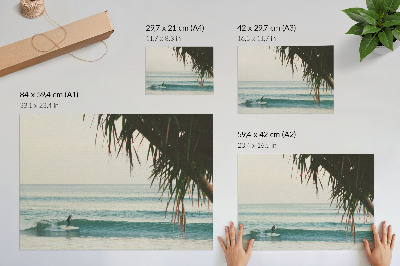 Poster mural ondas de surfe na praia palmeiras natureza paz