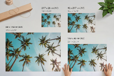Poster Palmeiras contra um fundo azul, a atmosfera tranquila da natureza.